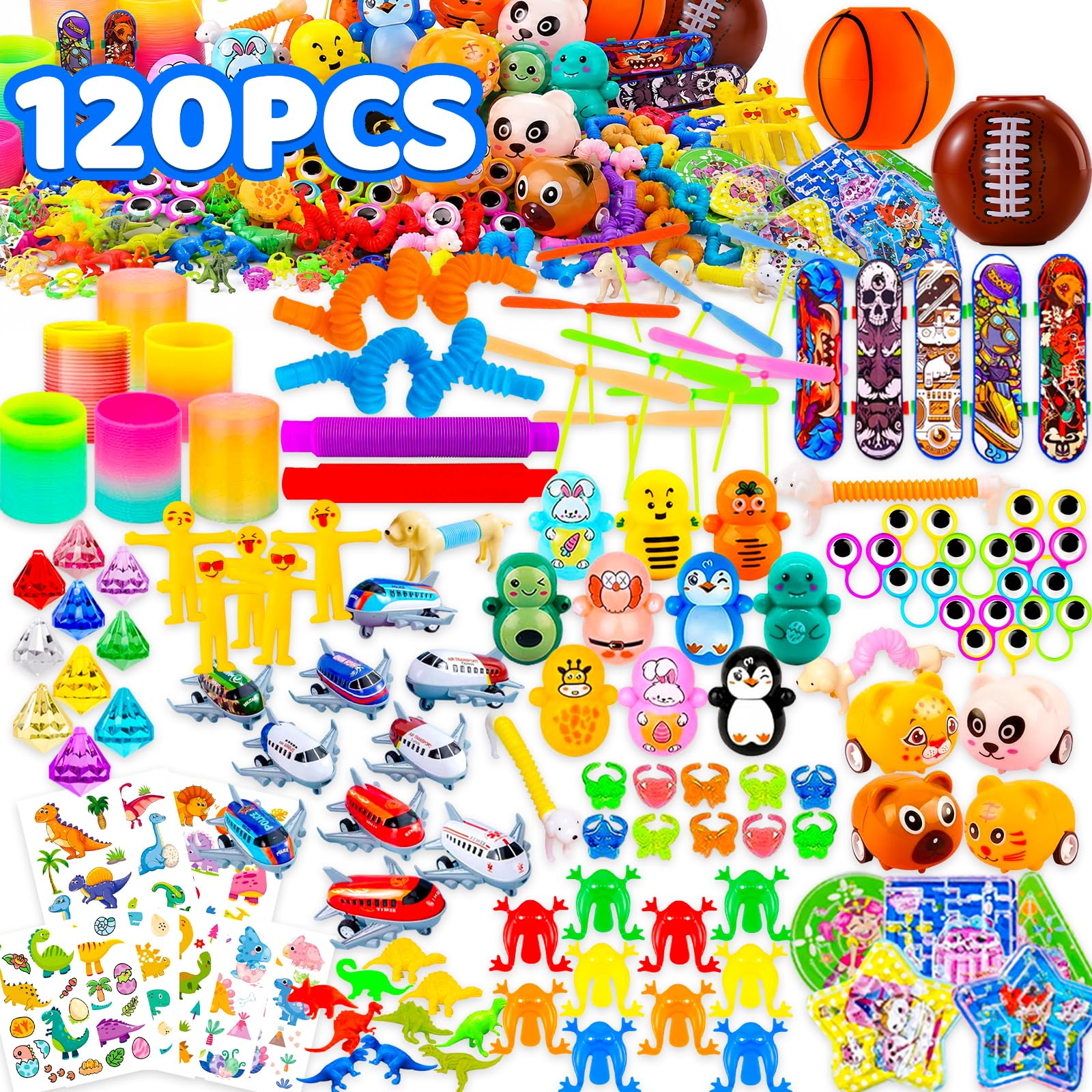 NATISSTEKE 120 Pcs Party Bag Fillers for Kids, Party Favours Toy Assortment, Prize Box Fillers for Teachers, Classroom Lucky Dip Prizes, Goodie Bag & Pinata Fillers for Birthday Gifts for Boys Girls