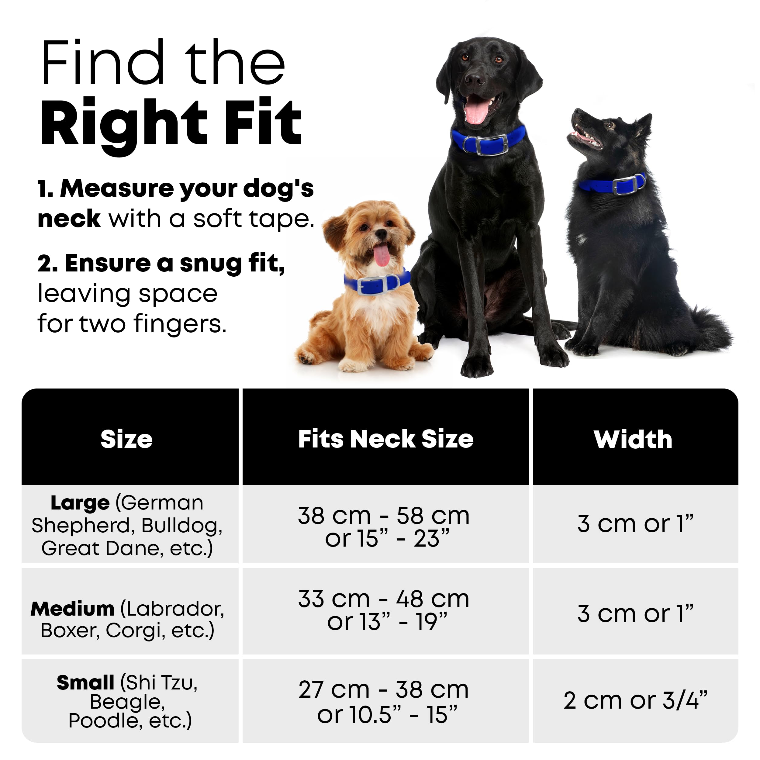 Regal Dog Products Large Blue Reflective Dog Collar with Custom Engraved Name Plate and Heavy Duty Center Ring | Waterproof Biothane Personalized Dog Collars - Other Sizes for Small & Medium Dogs