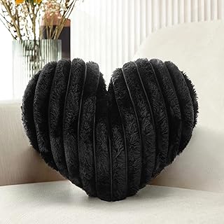 16 Inch Black Heart Pillow Cute Decorative Throw Pillows, Heart Shaped S...