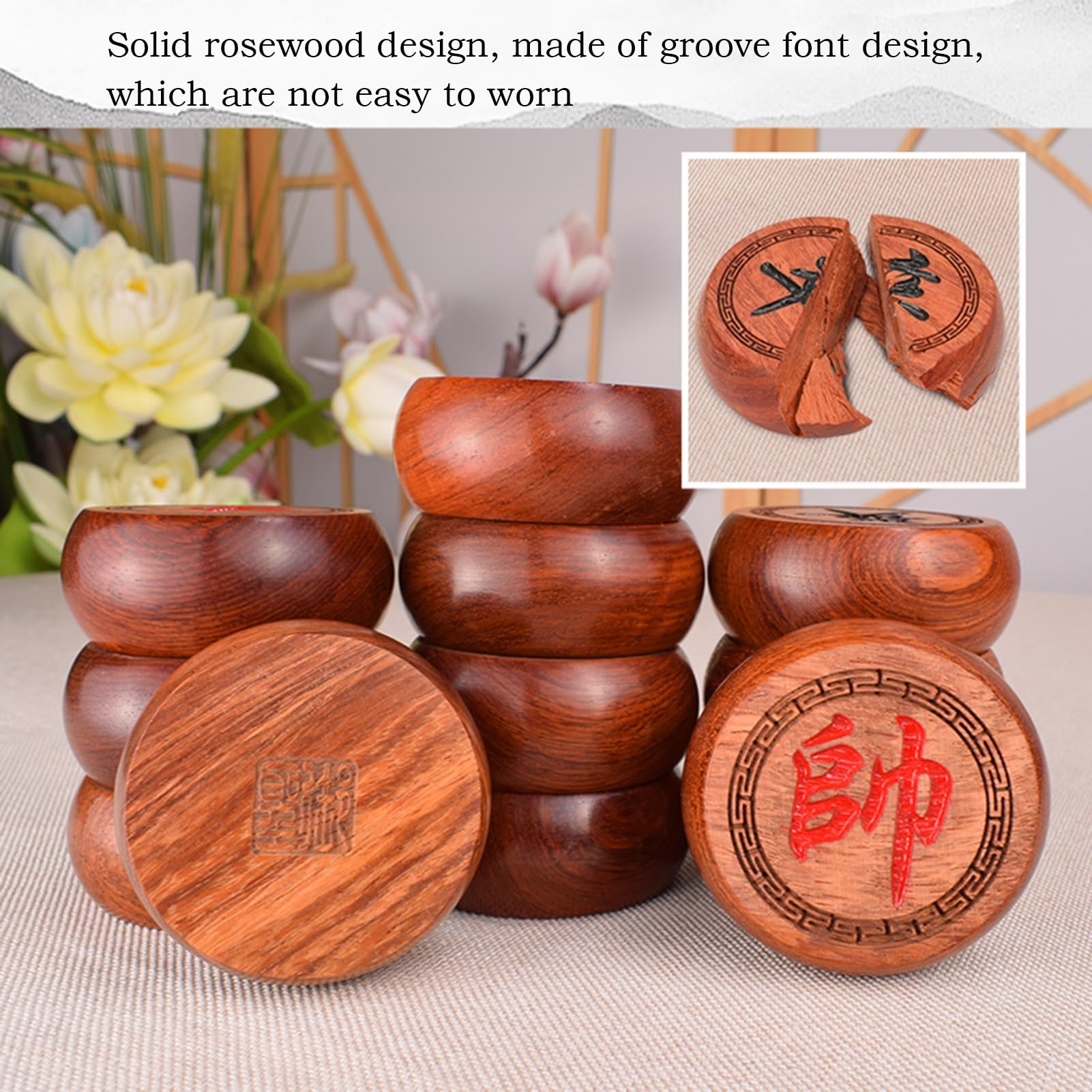 Xiangqi Chino para 2 Jugadores, Juego de ajedrez Tradicional portátil de Viaje con Piezas de Palisandro, Tablero de Cuero y Caja de Regalo (4,8 cm/1,9 Pulgadas)