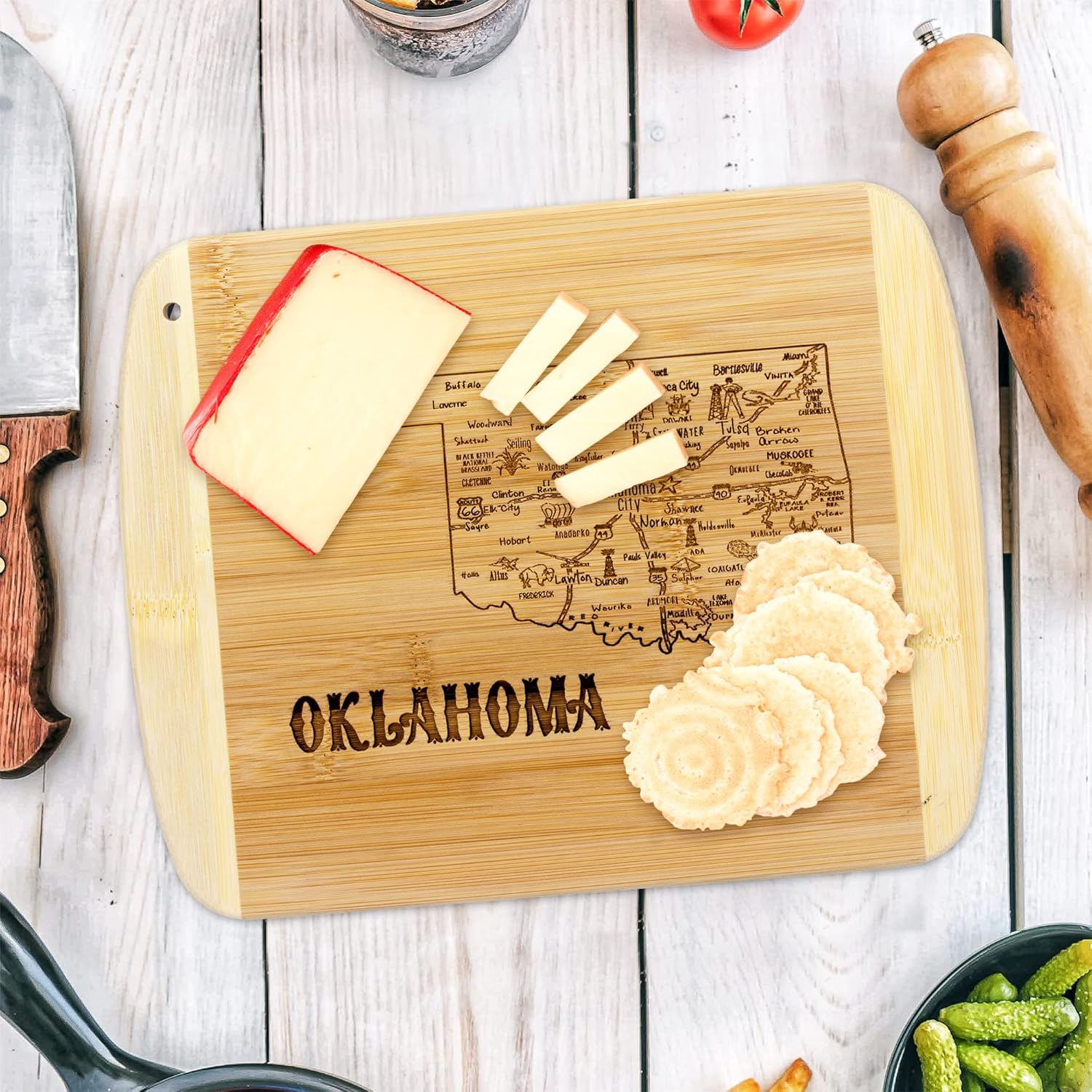 Totally Bamboo A Slice of Life Oklahoma State Serving and Cutting Board, 11" x 8.75" - Image 2
