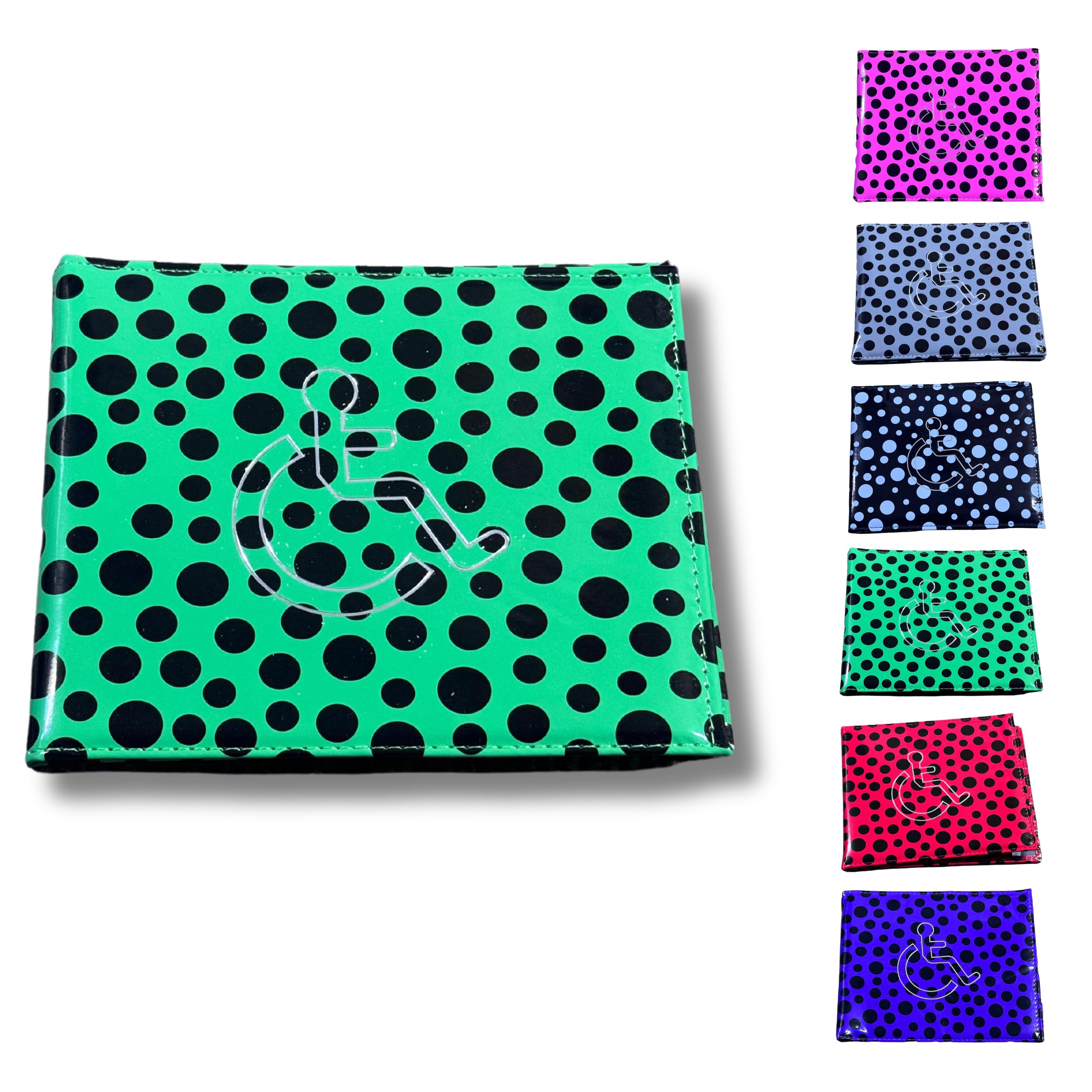 Soft Leather Disabled Badge Holder Polka Dot Wallet Disability Parking Badge Cover Holder by Glamified Disabled Blue Badge Display Holder (Green)