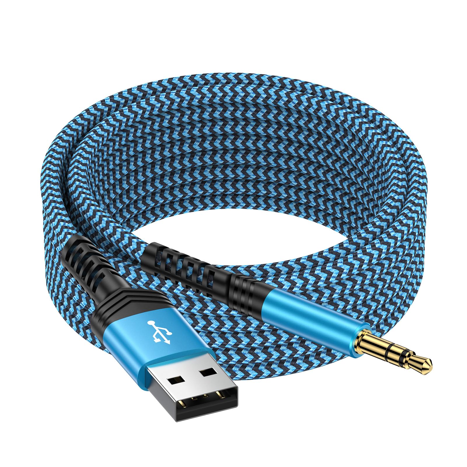 USB to 3.5mm Audio Jack Adapter ,3FT USB A Male to AUX Male Audio Cable AUX Cord TRS Stereo Nylon Braided for Headphones Speaker PC Laptop PS5 PS4 Windows Mac OSX Computer,NOT for Charging/PS3/Car