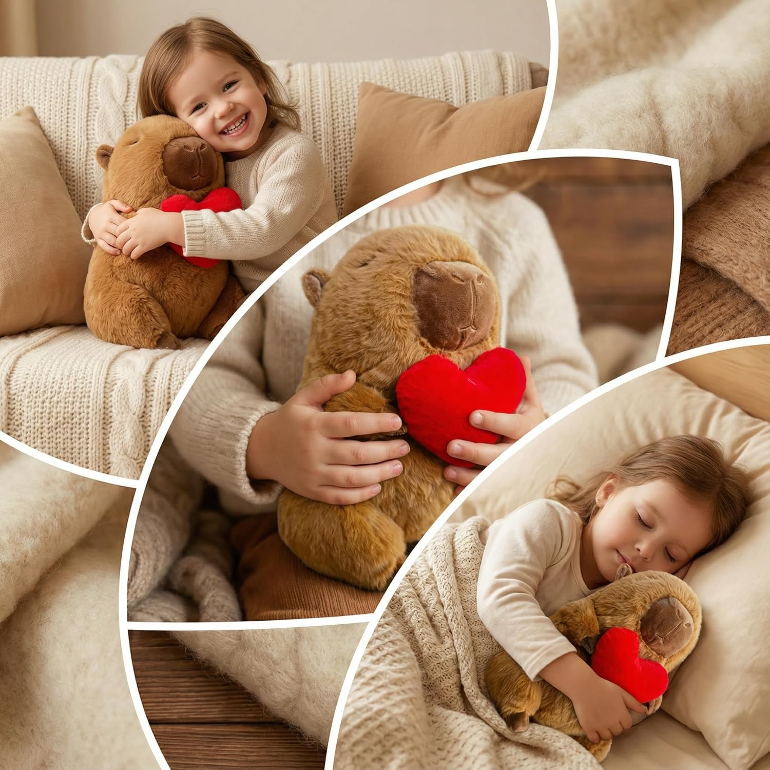 Valentine's Heart-Holding Capybara Plush 12 inch - Premium Huggable Stuffed Animal, Soft Capybara Plush Toy for Her, Him, Kids, Romantic Gifts & Home Decor