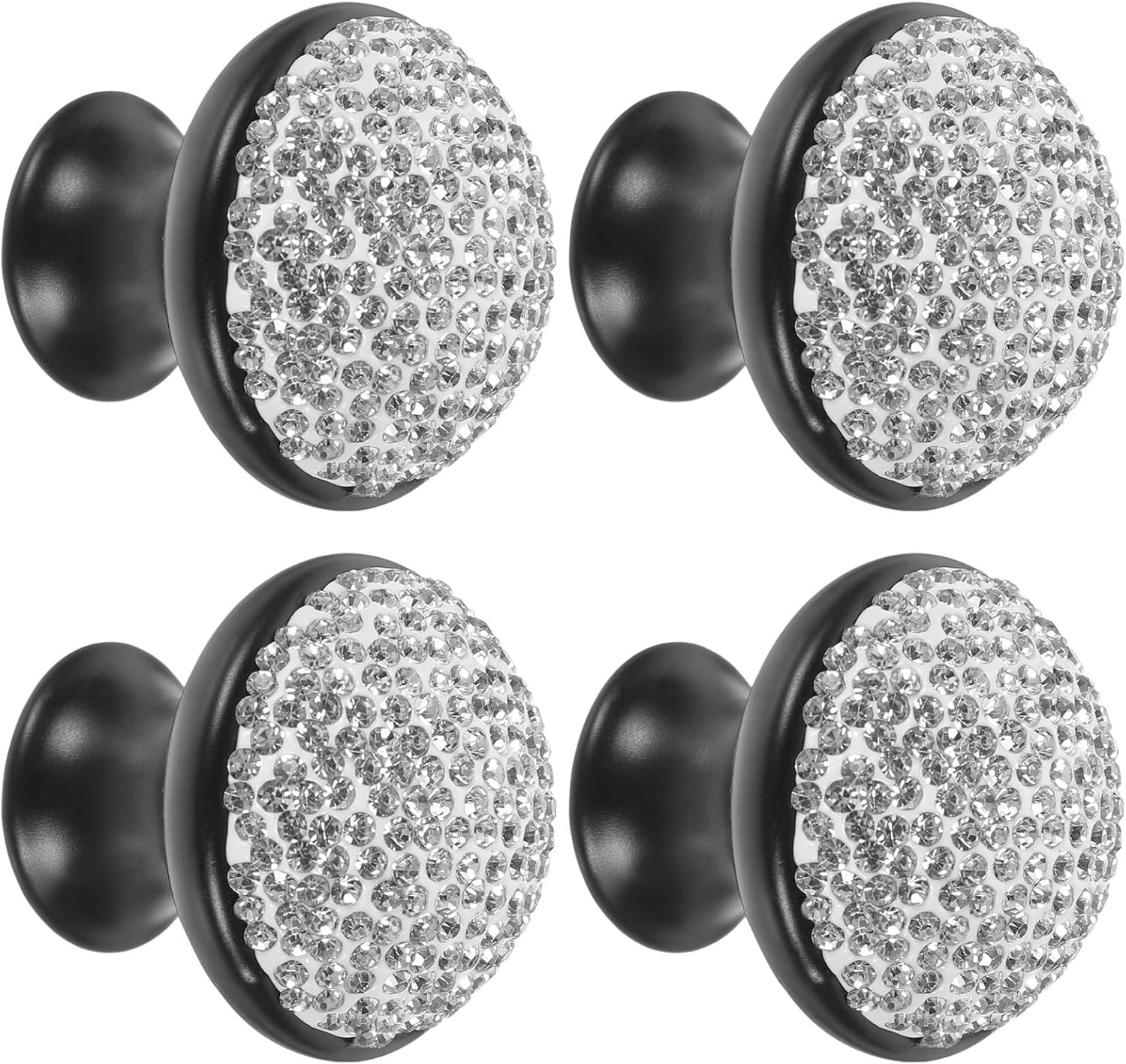 VILLCASE Rhinestone Mushroom Pull Handle 1.37 Inch Crystal Cabinet Knobs Set of 4 Clear Drawer Pulls for Kitchen Furniture Wardrobe Cupboard Hardware