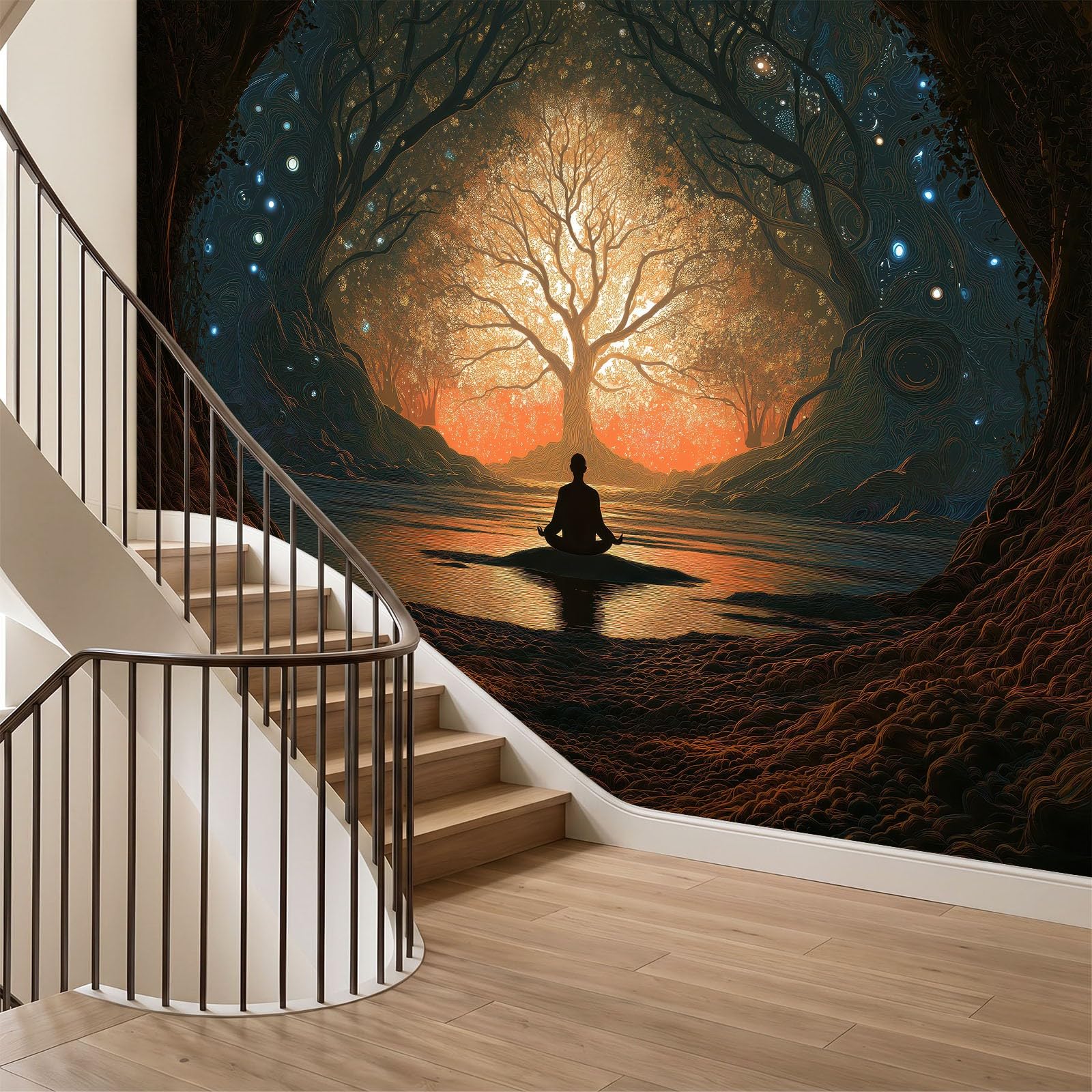 Générique Tapeta 3D efekt panoramiczny obraz ścienny 250 x 175 cm fantazja kunst balsam des lebens tapeta gobelin panoramiczny plakat salon dekoracja ścienna do pokoju dziecięcego, żółta