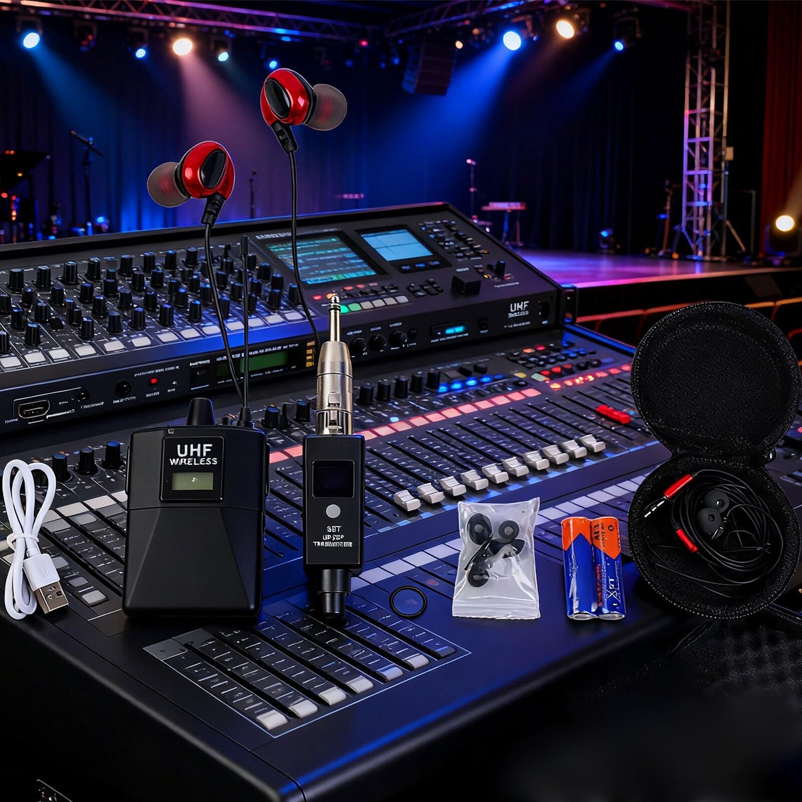 UHF In-Ear Monitor System 20 Kanäle Live | 20 wählbare Kanäle, frequenzagil, keine Störungen, ideal für Live-Auftritte, klare Übertragung
