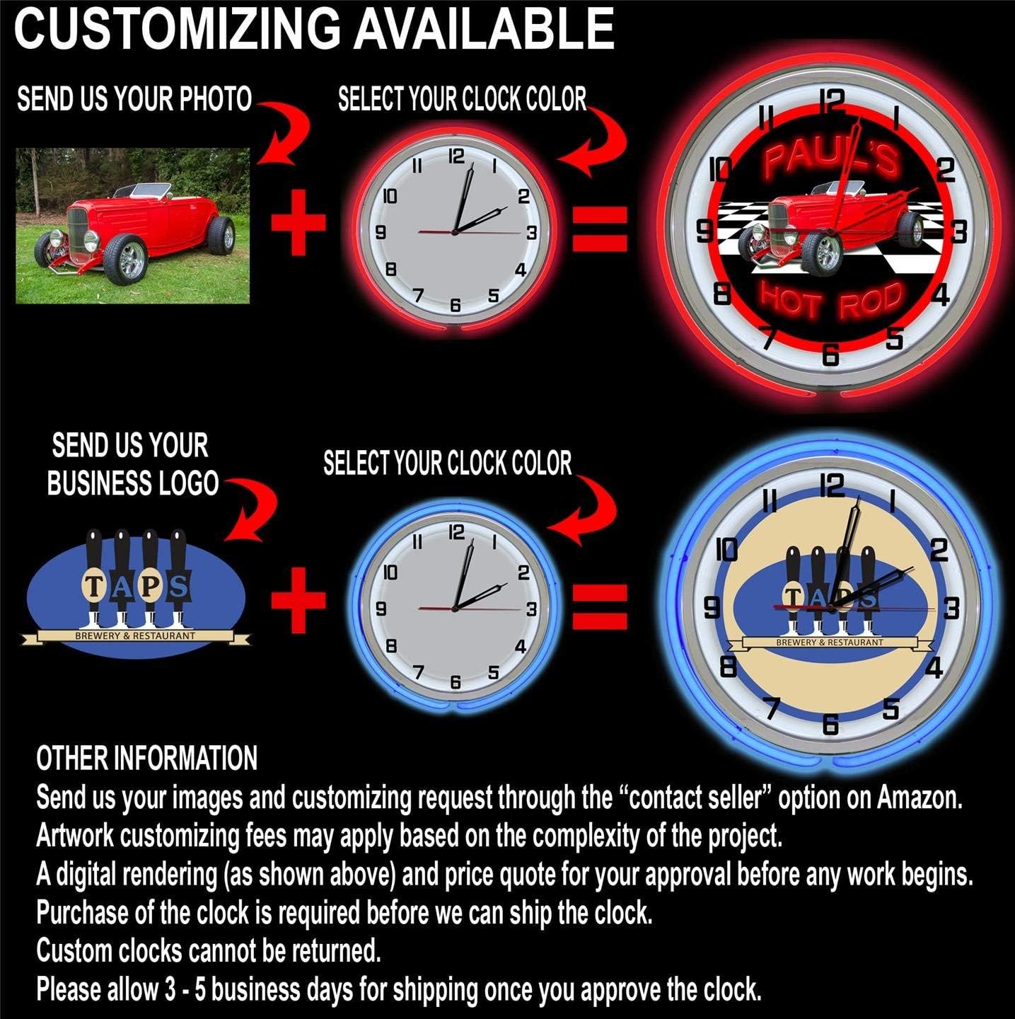 Crab Shack Custom Blue 18" Double Neon Garage Clock from Redeye Laserworks