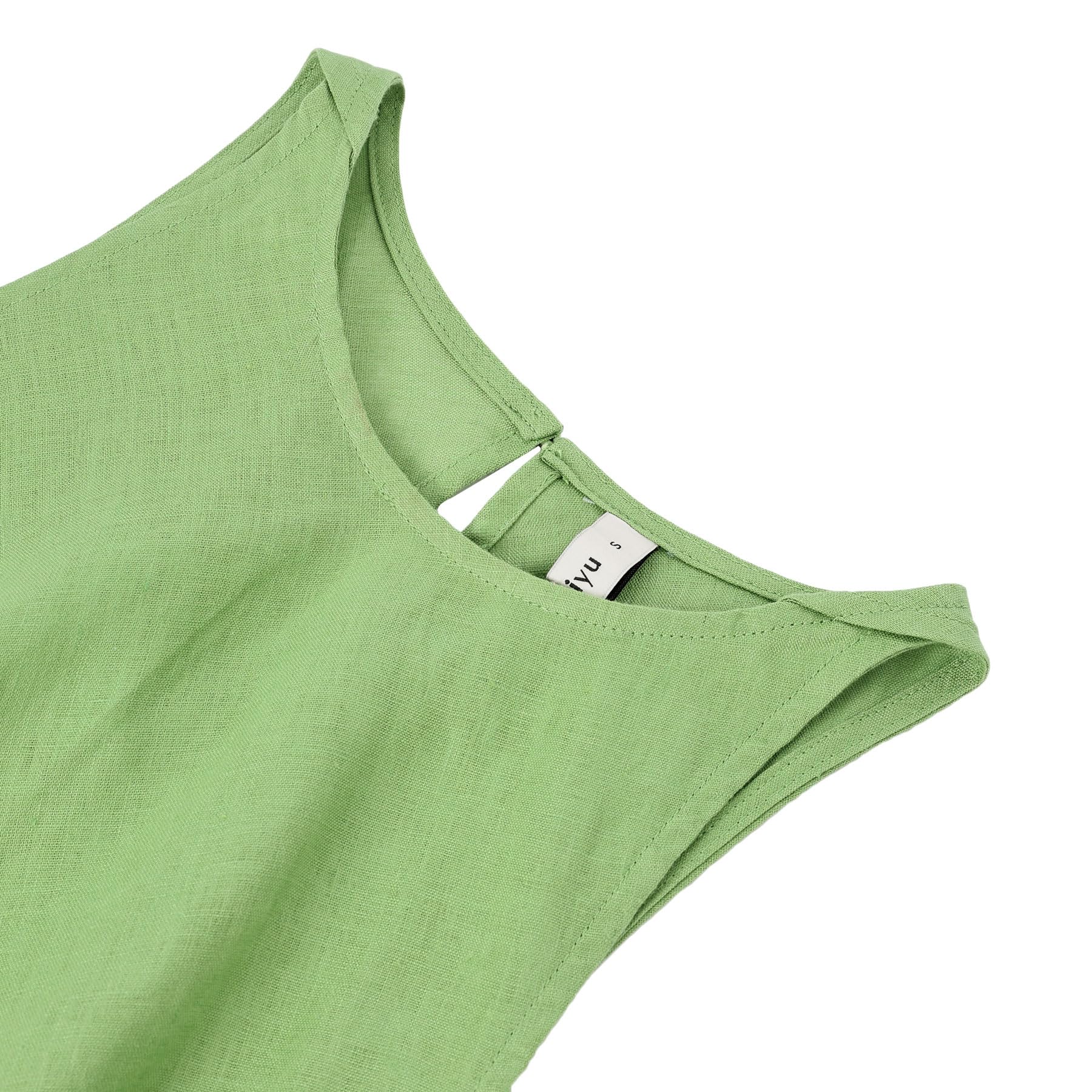 Amazhiyu Leinenkleider Damen Sommer Lang Sommerkleid Leinen Mit Schlitz