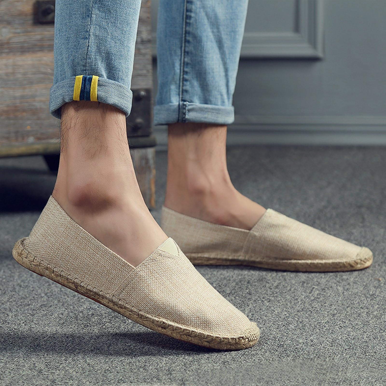Espadrilles Für Damen & Herren, Sommer Espadrilles Flache Sommerschuhe Leinen Herren Gesundheitsschuhe Canvas Slipper