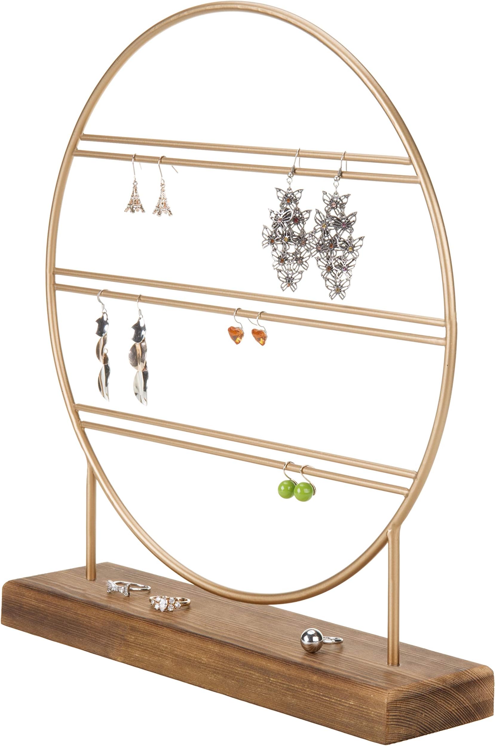 Amazon.com: Qingsm Ferris Wheel Earring Holder with Mirror Tray,Metal ...
