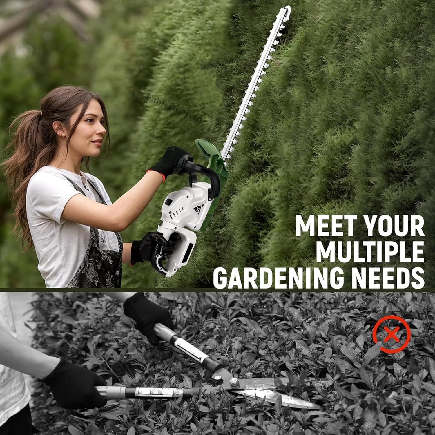 Cordless Hedge Trimmer 21V Electric Hedge Trimmer Cordless with 3.9Ah Battery and Charger Included, Handheld Grass Shears Bush Trimmer, Power Shrub Trimmer for Garden, Yard, Lawn,2 Battery