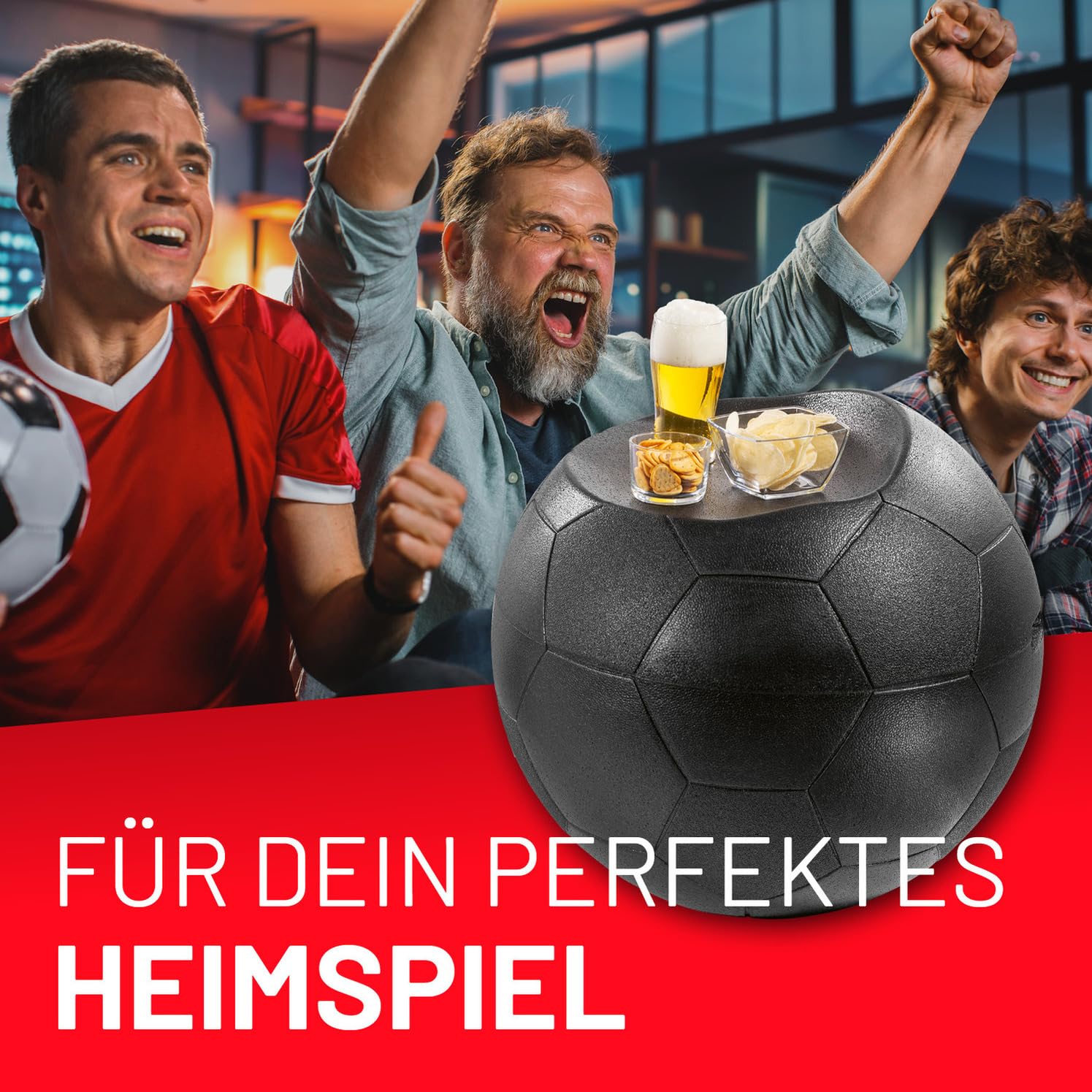 LUMALAND Fußball-Kühlbox mit Sitzfunktion 41 Liter für mehr als einen Bierkasteninhalt, Kühlbox Fußball für in- & Outdoor – ideal für Garten, Balkon, Camping