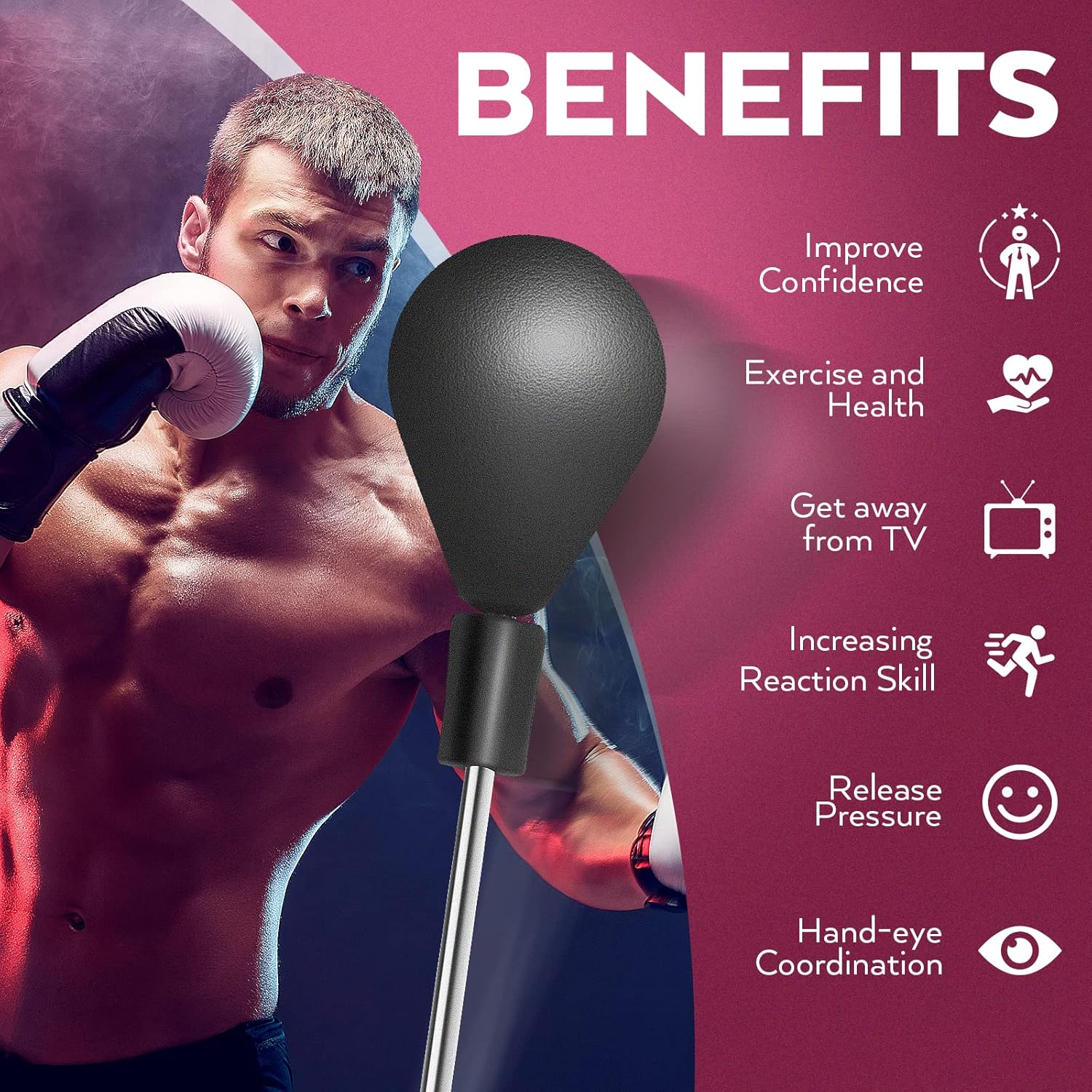 Hicient Reflex Bag Free Standing Punching Bag Adjustable Height Boxing Bag Speed Punching Bags for Adults & Kids (US Stock) (Black) : Sports & Outdoors