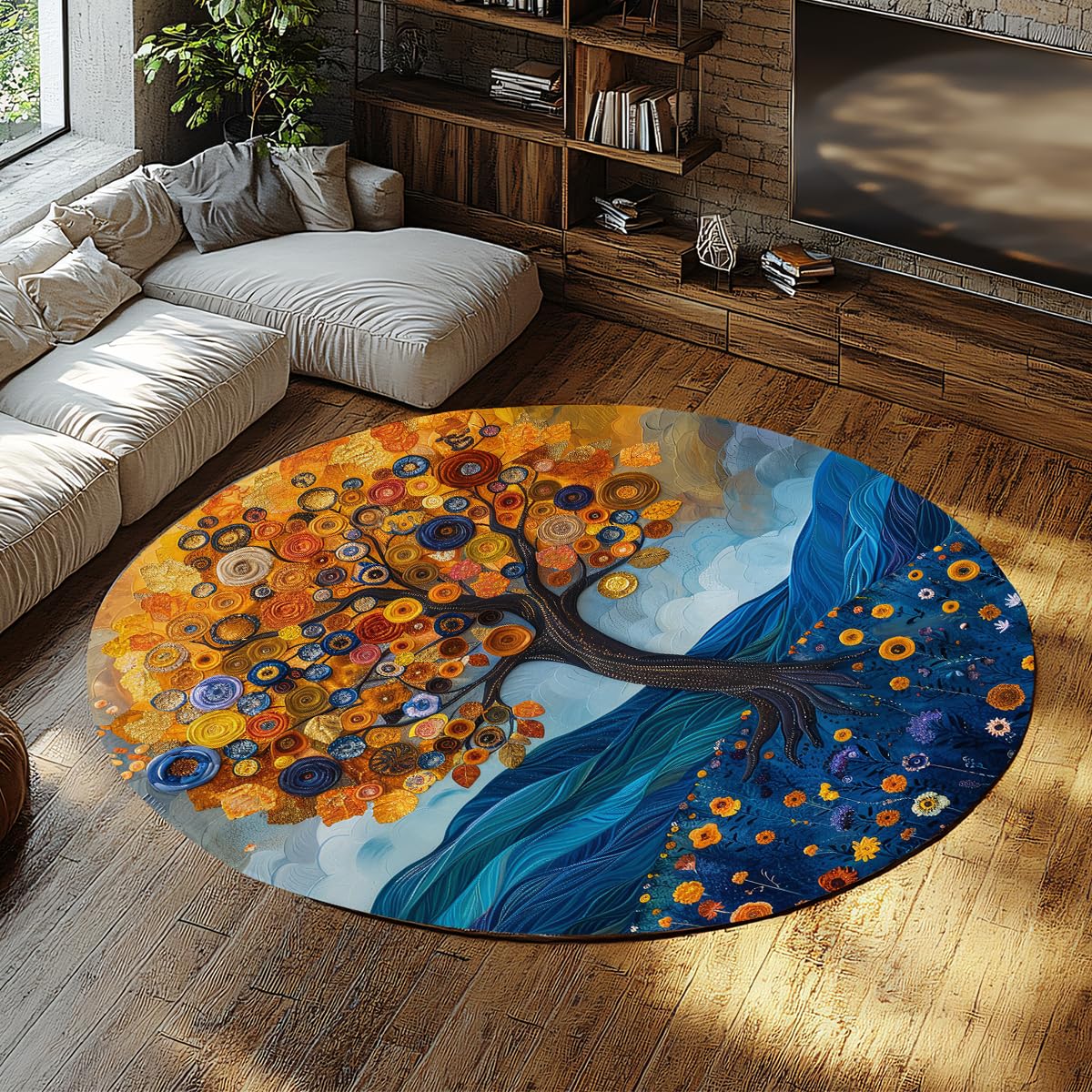 Tapis Arbre de Vie antidérapant facile à laver de 160cm