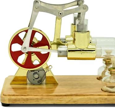 NIKOLATOY Double Cylinder Stirling Engine Model Kit, Dual Cylinder Heat Engine Motor with Alcohol Burner, Advanced Physics Experiment Engine, Mechanical Engineering Desk Display