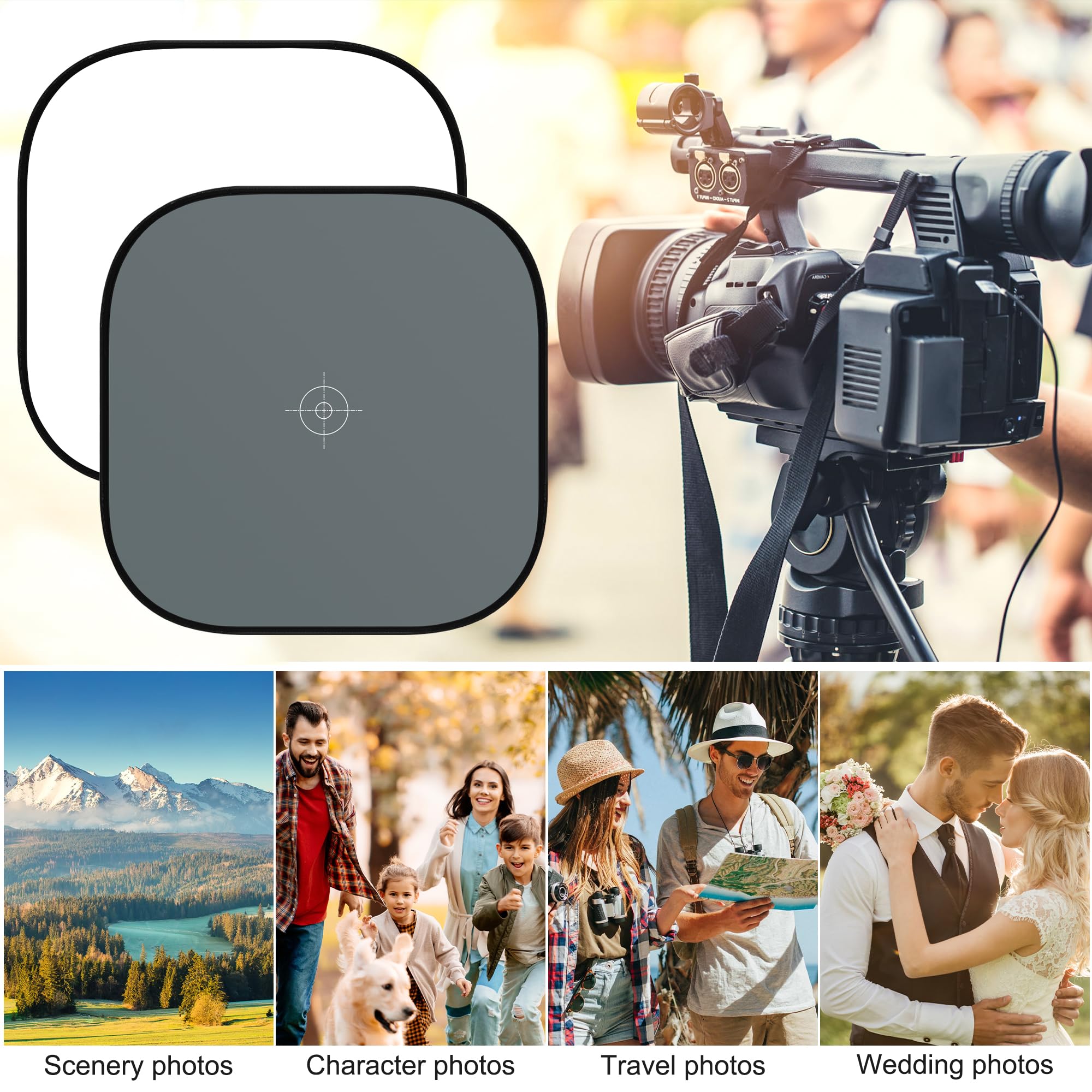 Foto&Tech Doppelseitige Graukarte & Weißabgleichscheibe – 60 Cm, Faltbar, Mit Tasche