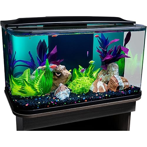 GloFish Glass Aquarium Kit, 20 Gallons, Includes Premium Blue, LED Light Stick & Integrated Filtration, Perfect for Beginners or Seasoned Hobbyists, Seamless, Curved Design