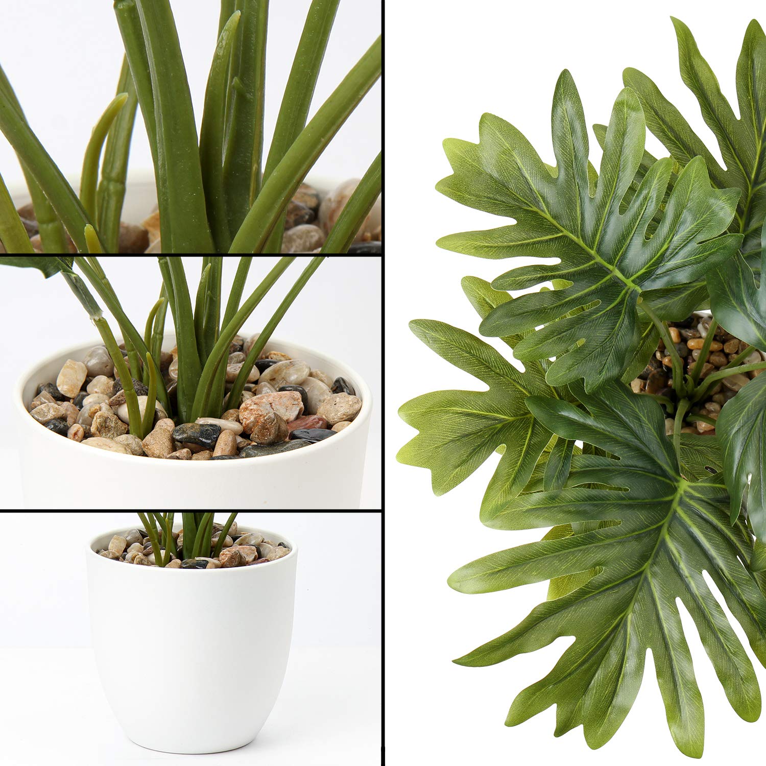 Planta Monstera artificial de 18 pulgadas de alto para decoración del hogar, vegetación sintética en maceta interior en maceta blanca para decoración de baño y cocina 3