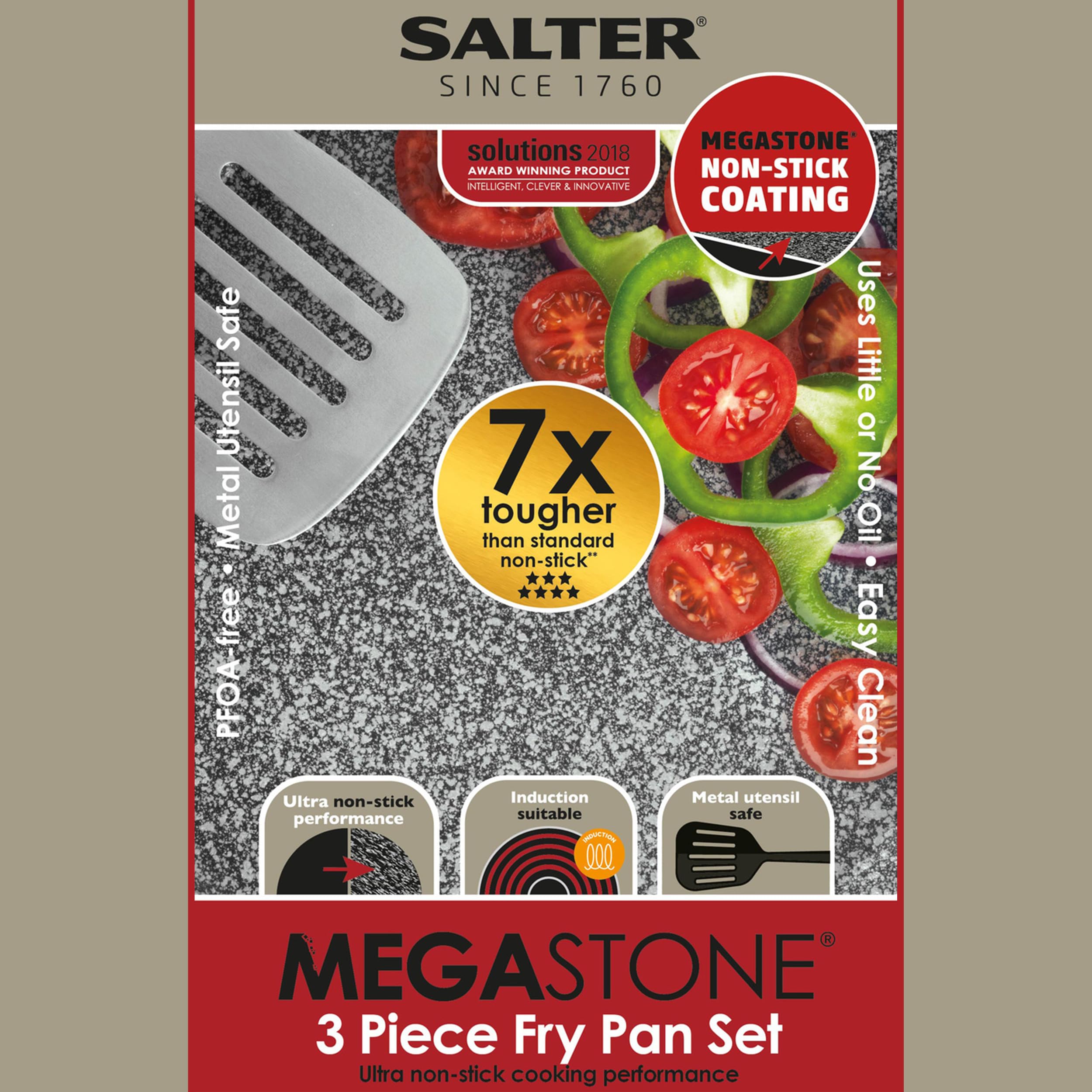 Salter COMBO-8207A Juego de sartenes de 3 Piezas, De Aluminio