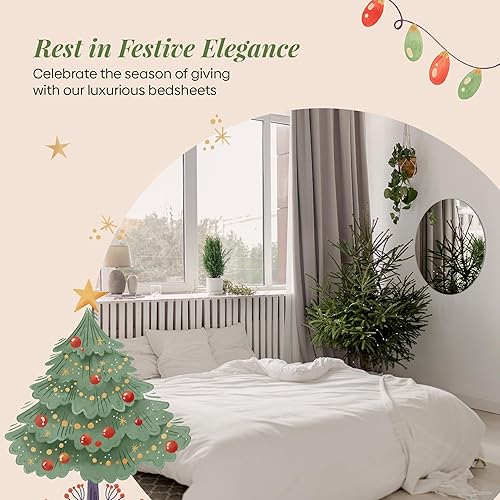 Haus and Kinder - Juego de sábanas de algodón de 400 hilos con tejido satinado, juego de 4 piezas con bolsillo profundo de 15 pulgadas (gris claro)