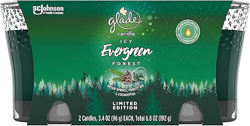 Glade Vela en tarro ICY Ever Green Forest, 3.4 onzas, paquete de 2 (6.8 onzas NT WT)