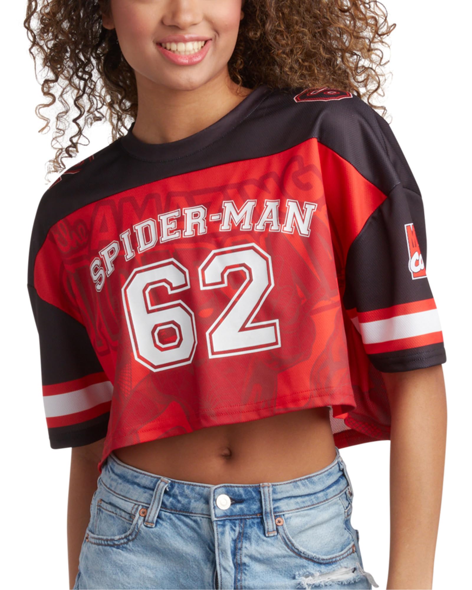 Marvel Maglia da baseball da donna Spider-Man – Novità Moda Spider-Man Uniforme Shirt – Spidey Jersey Top da donna (S-L)