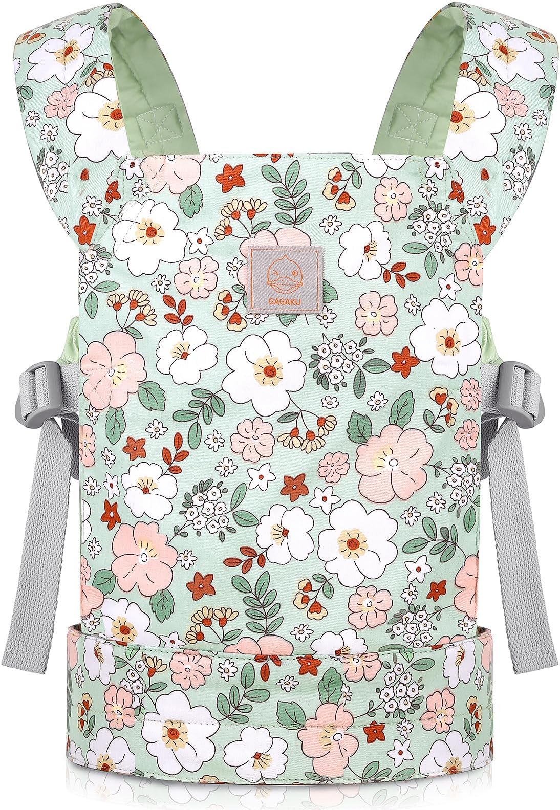 GAGAKU Doll Carrier for Children, Doll Carrier from 3 Years, Baby Carrier for Dolls, Belly Carrier, Doll Accessories, Dolls Carry Seat with Adjustable Straps - Green - Camellia
