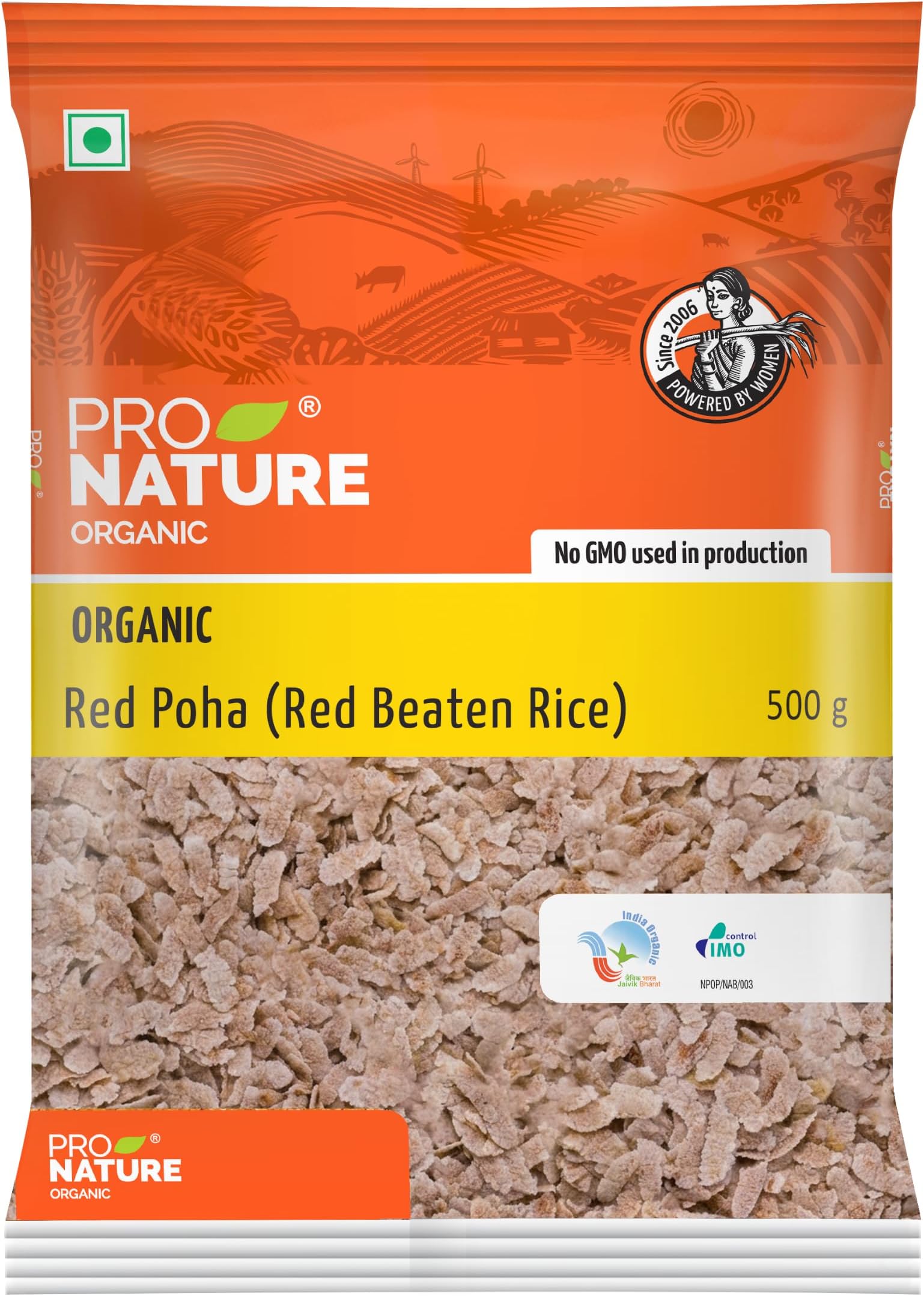 Pro Nature Organic Red Beaten Rice - 500g | Natural Red-Poha | Rich Source of Iron, Vitamin & Antioxidants | Lal Chawal | Himalayan Unpolished red Rice