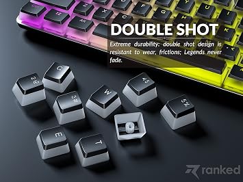 Ranked Pudding PBT Keycaps | 112 Double Shot Translucent ANSI US & ISO Layout | OEM Profile for RGB Mechanical Gaming Keyboard (Black)