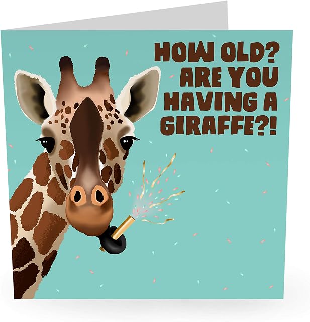 Central 23 - Funny Birthday Card for Him or Her 'Having a Giraffe' - Animal Card - Mum and Dad - Cute Witty - Comes with Fun Stickers