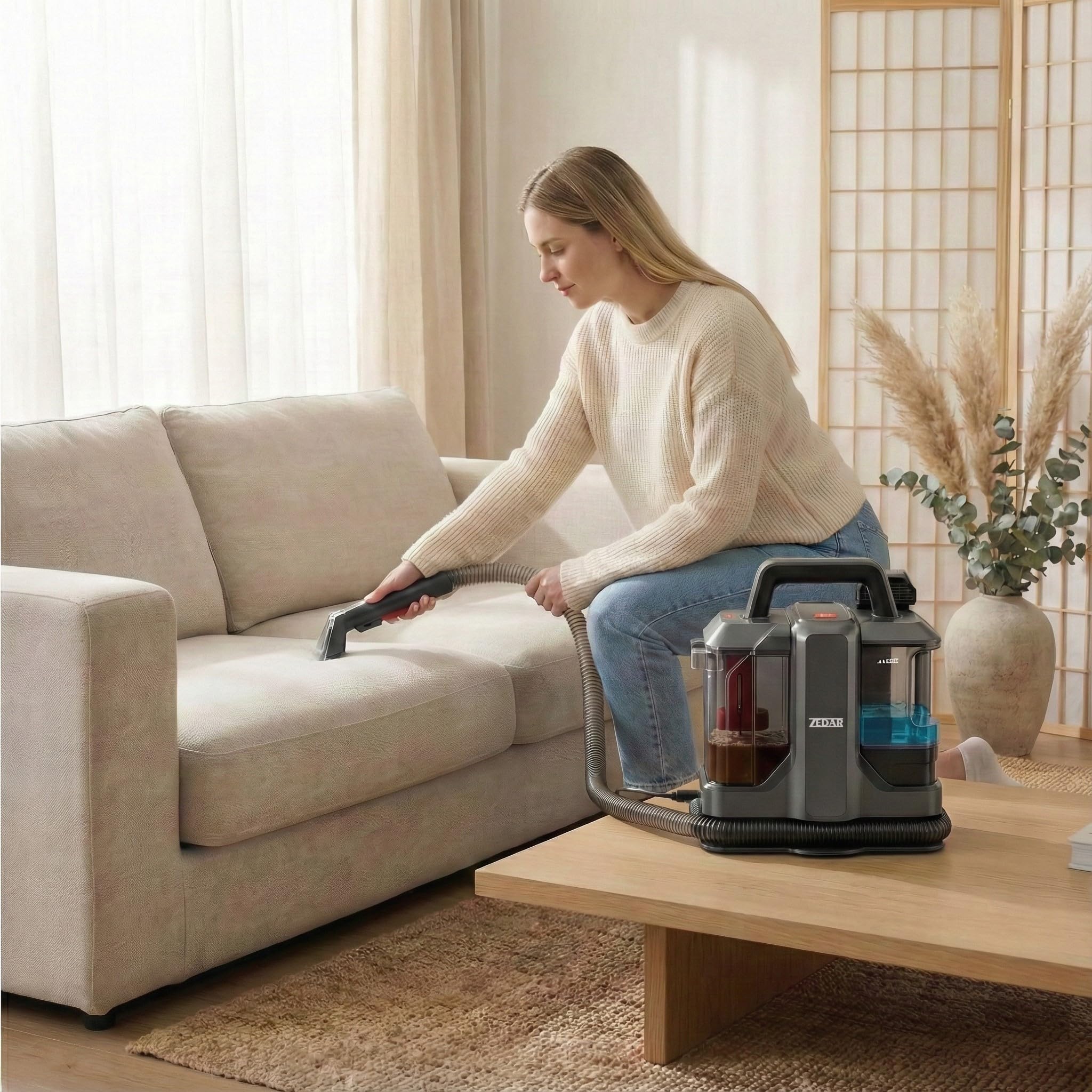 Zedar C600-750Watt Polsterreiniger Gerät und Nassauger – Kompakter Teppichreiniger und Textilreiniger – Waschsauger für Teppich, Polster Autositze & Sofa, Polstermöbel, Treppen