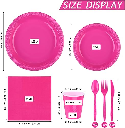 Miniatura 8 de ADXCO - Juego de vajilla desechable de 350 piezas transparentes para fiestas, incluye platos de plástico, tazas, cuchillos, tenedores, cucharas,