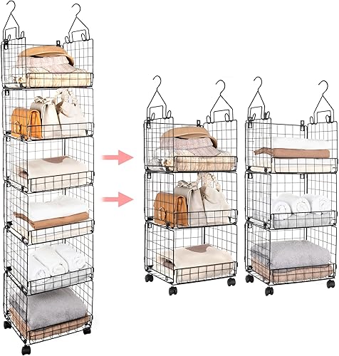 GRANNY SAYS Organizador colgante de armario de 6 niveles, organizador de armario y almacenamiento, organizador colgante de armario, estantería de
