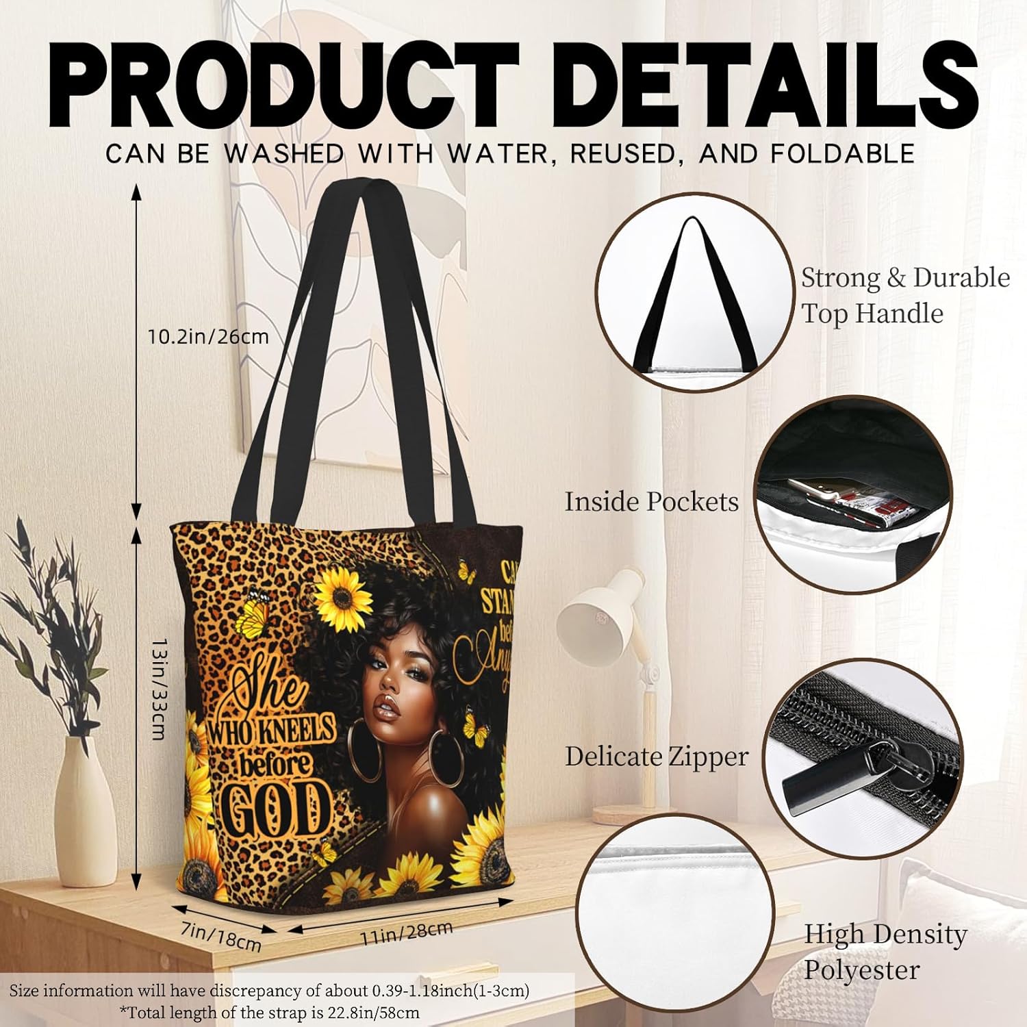 Christian Bible Tote Bags for Women Bible Church Bags Religious Reusable Grocery Bag - Image 3