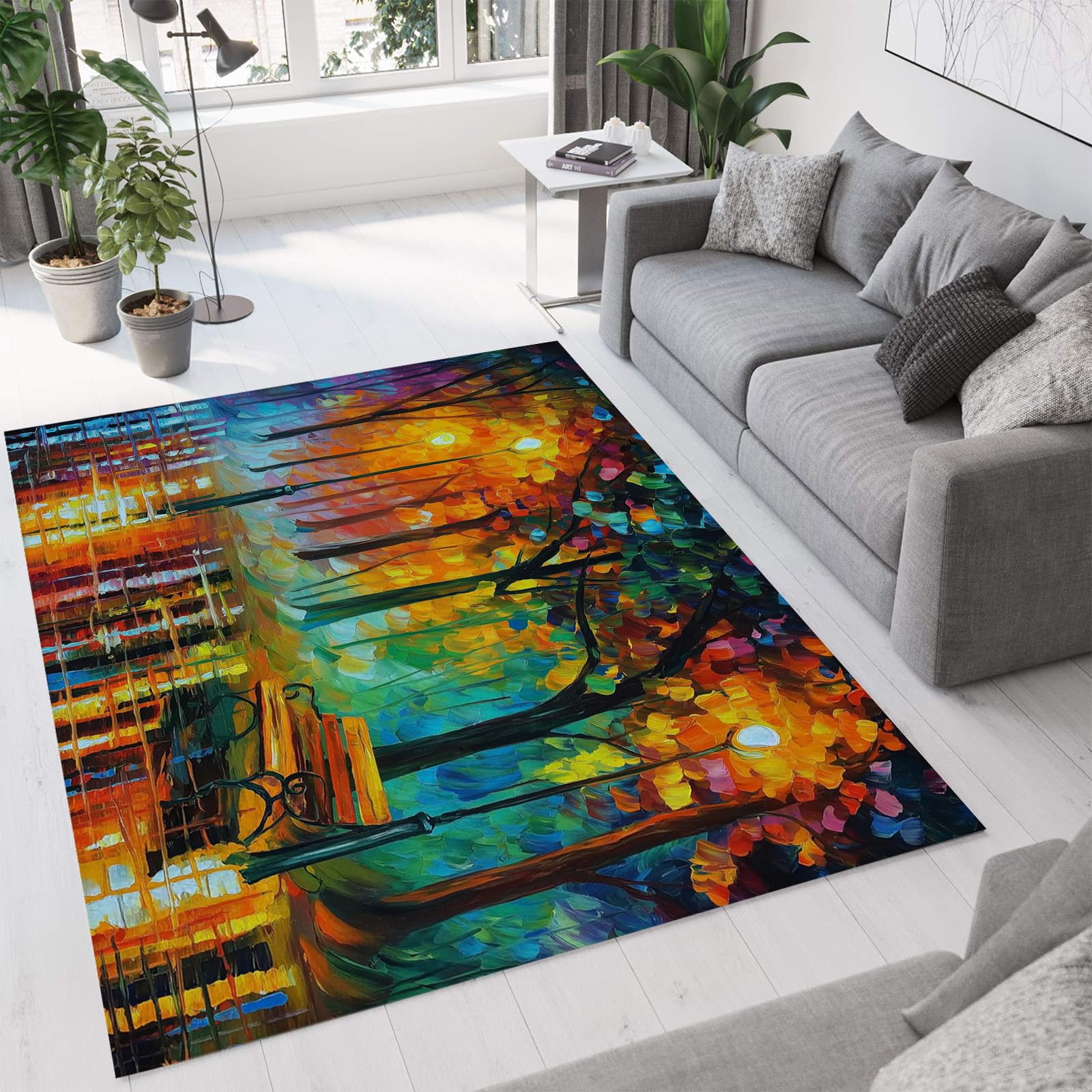 Tapis de salon lavable et antidérapant style peinture à l'huile 240x300 cm