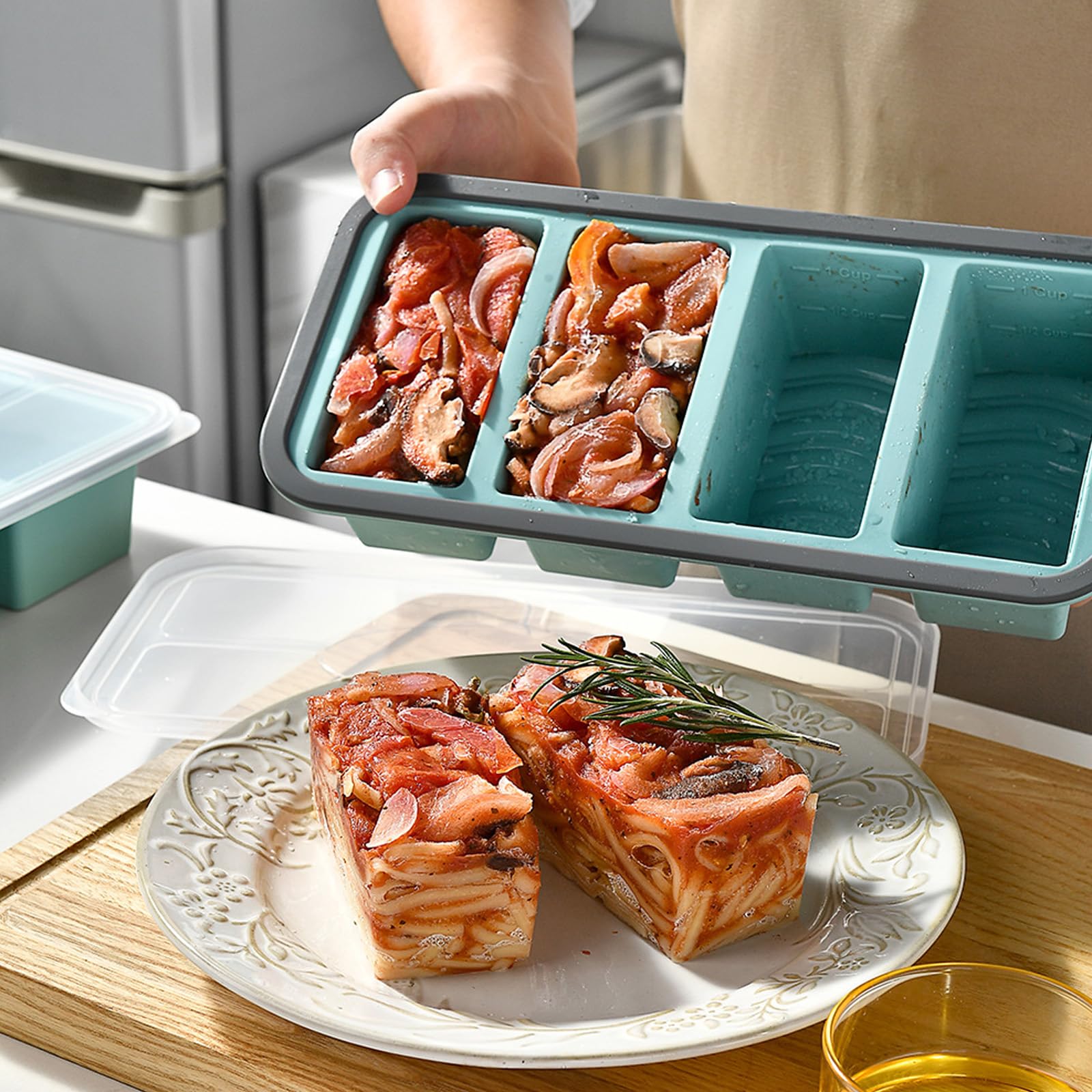 Lot de 2 moules de congélation en silicone - 250 ml - Extra larges - Avec couvercle - Sans BPA - Passe au lave-vaisselle - Pour soupe, sauce, bouillie de bébé, congeler des portions - Récipient