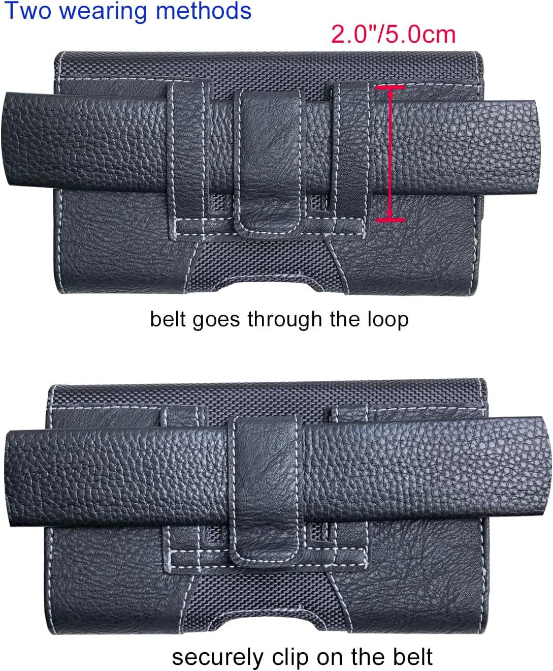 Leather Phone Holster for Men Belt for iPhone 16 15 14 Pro Max, 16 15 14 Plus, Galaxy S23 Ultra, Moto Edge 40, Maezar XXL Large Belt Clip Loop Holder Carrying Pouch Case Magnetic Closure (Black)
