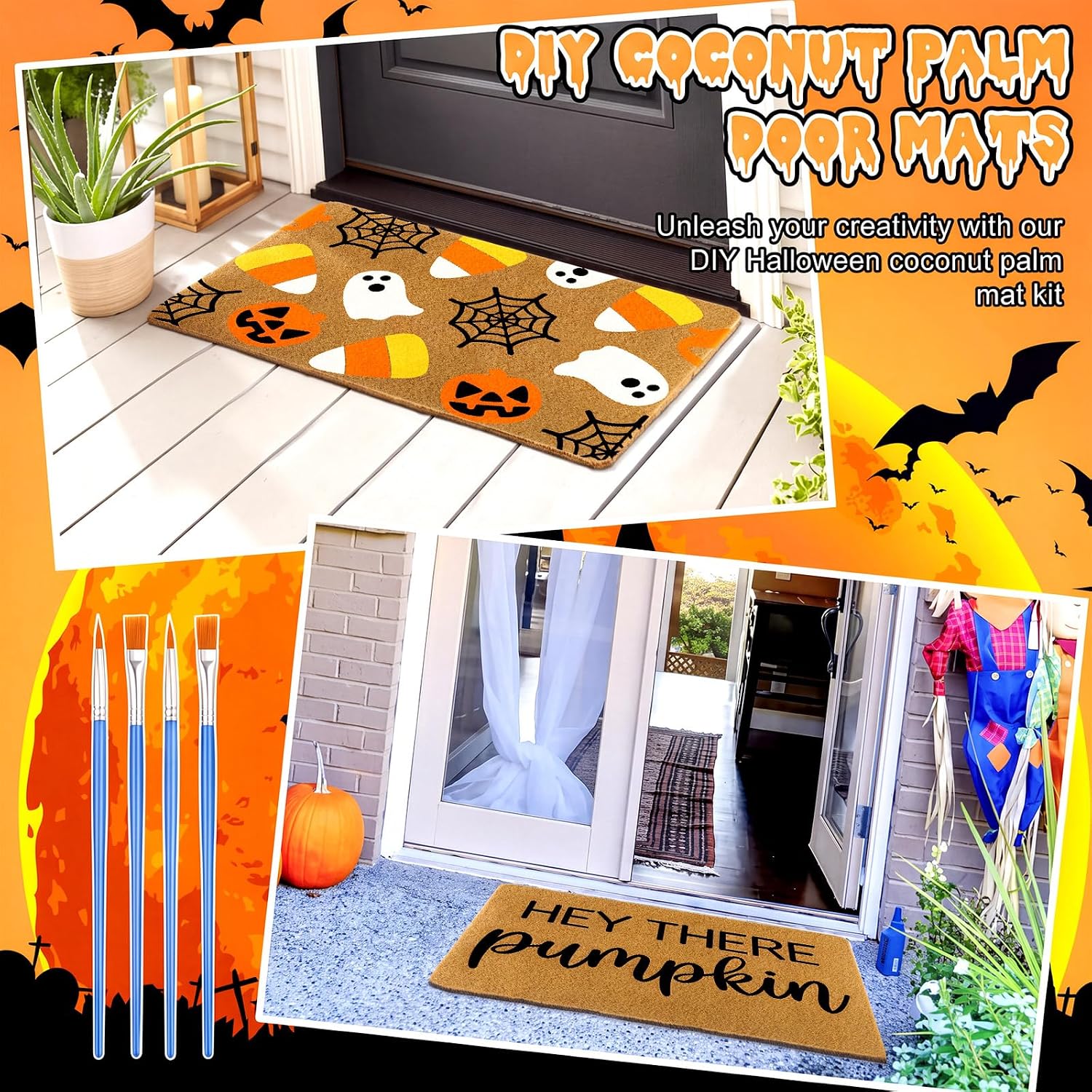 OBreezify 35 Pcs 6 Set Halloween Blank Door Mats for Painting Fall Decor