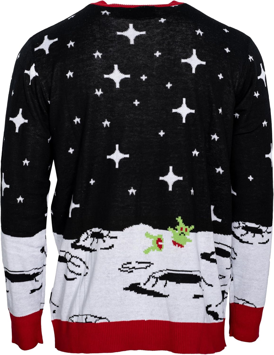 Santa Claus Riding T-Rex on Moon Pixelated Funny Ugly Christmas Sweater