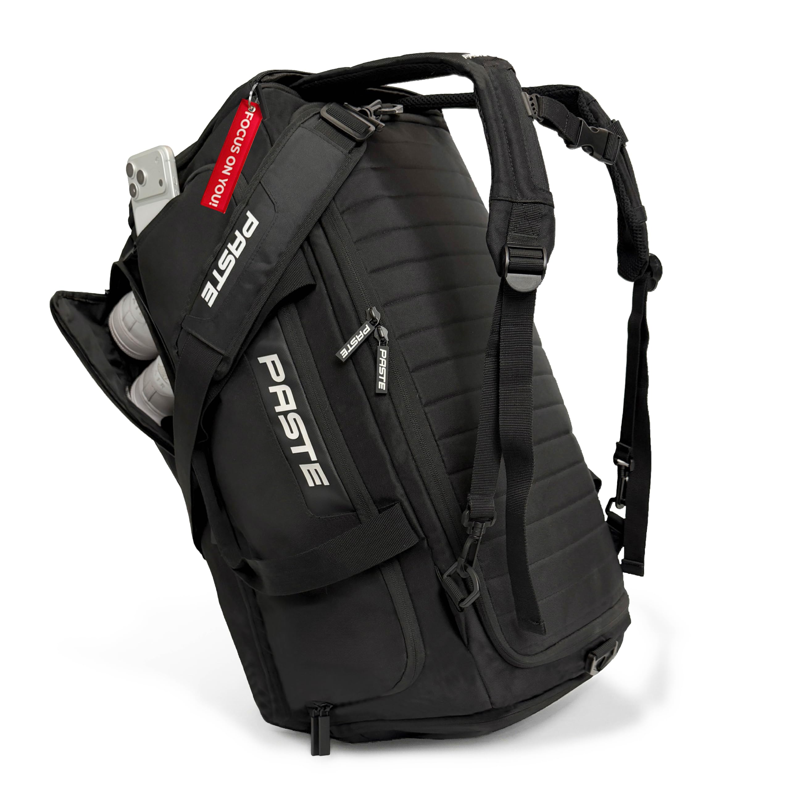 PASTE® - Borsone Palestra 68L Uomo Donna con Funzione Zaino da Viaggio – Scomparto Scarpe, Scomparto Termico & Tasca Umido – Fitness, Crossfit, Calcio, Nuoto – Sacca Sportiva & Gym Bag