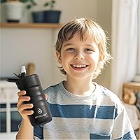 Vista 8 de IDEUS Botella de agua aislada de 12 onzas, botella de agua aislada de acero inoxidable para la escuela, botellas aisladas con pajitas a prueba