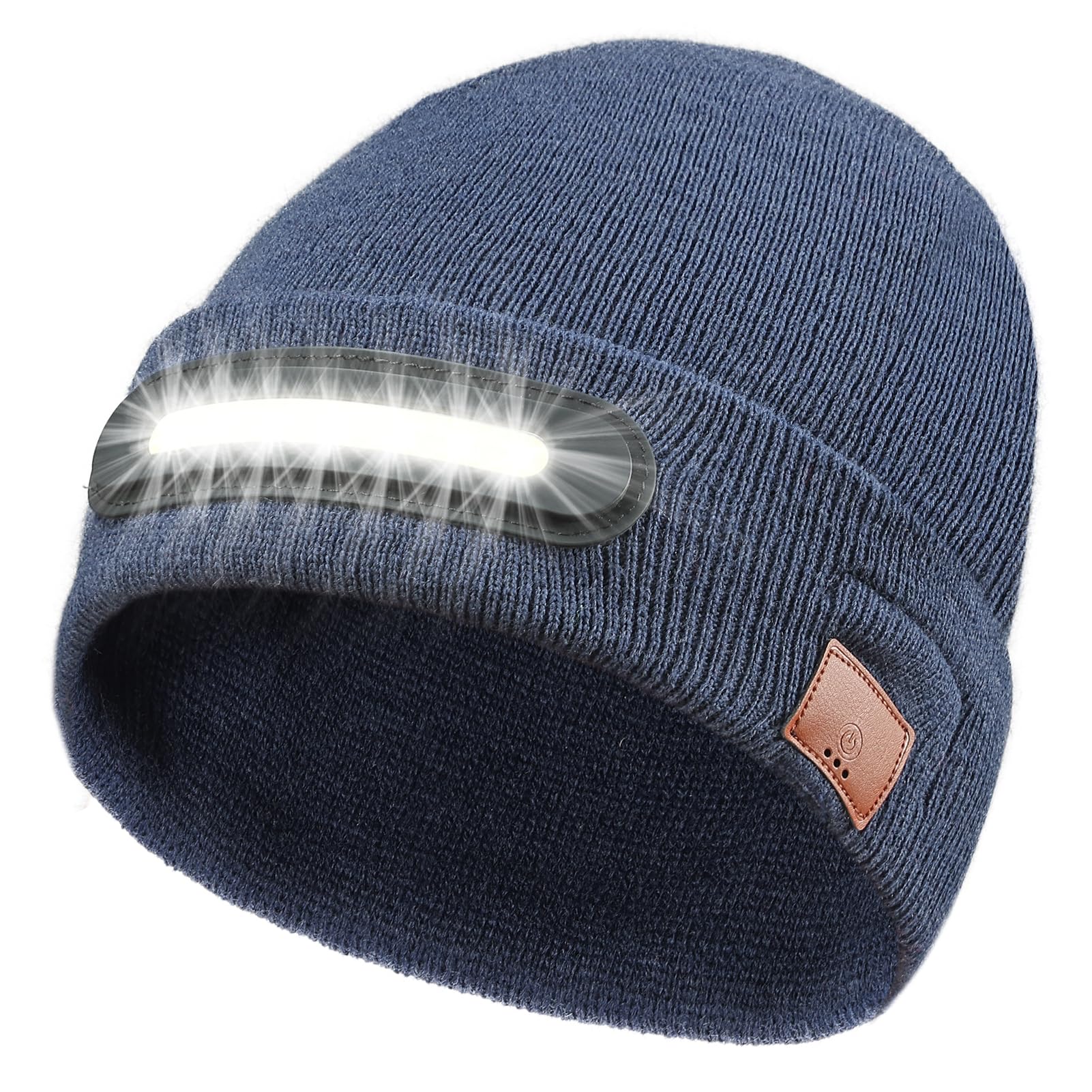 RANCOVY LED Beanie with Light, Unisex USB Rechargeable Headlamp Beanie Flashlight Beanie Hat for Men Women