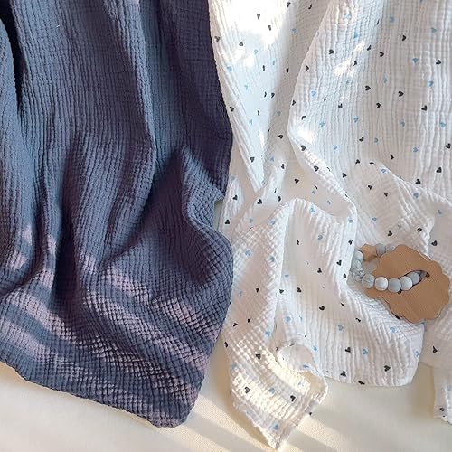 Miniatura 4 de Manta de muselina para bebé, manta neutra para bebé, paquete de 2, azul oscuro