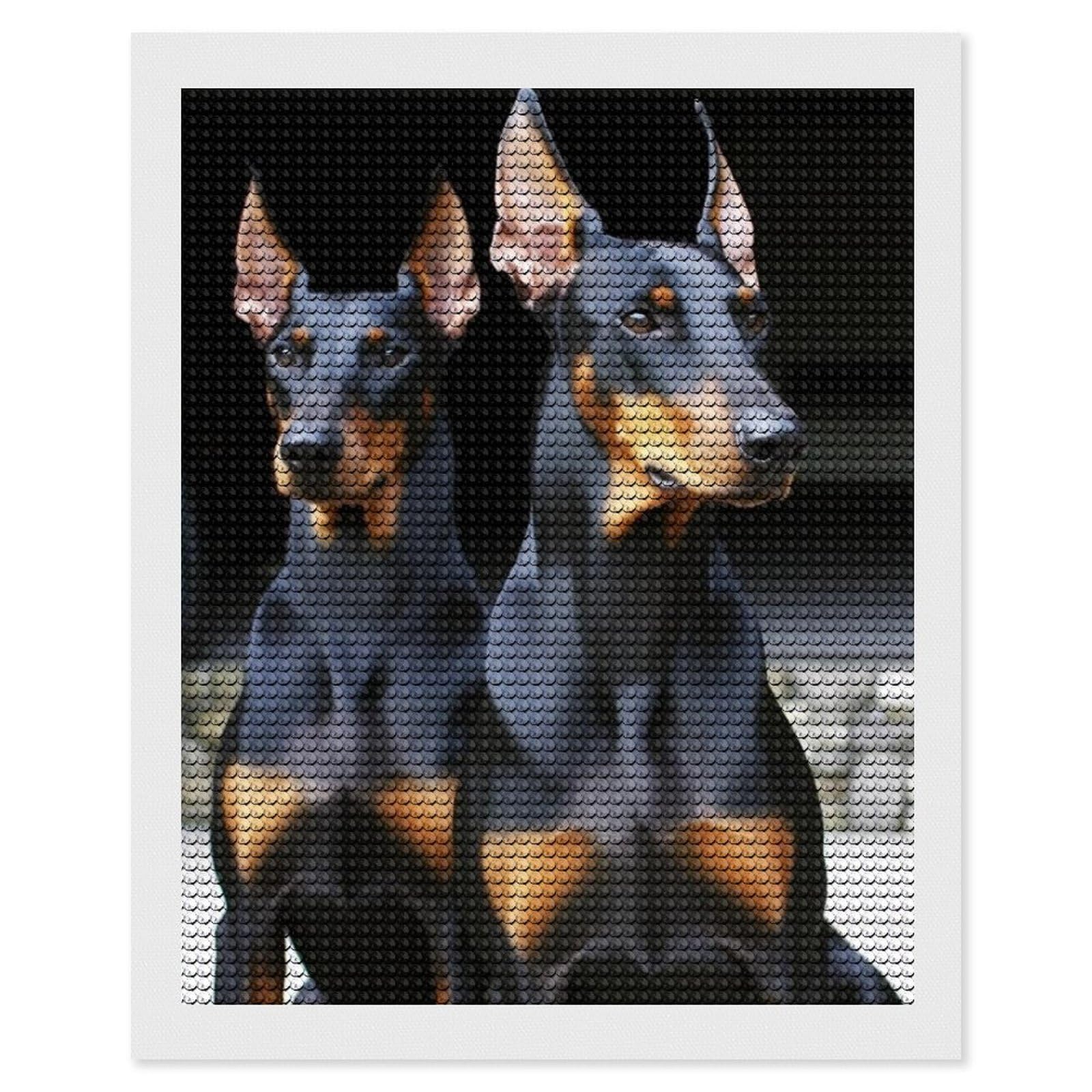 NONHAI Diamond Painting Kits for Adults - DIY Diamond Art Kits for Beginners - Full 5D Paint Drill Diamond Dots Paintings- Doberman Diamonds Pictures Gem Art and Craft Wall Decor 16"x20"