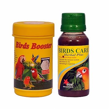 Star Frams Herbal Bird Booster, Birds Care Health Supplements for Weight Loss Problem and Bone Sharp Problem (50 g + 60 ml) Combo Pack of 2