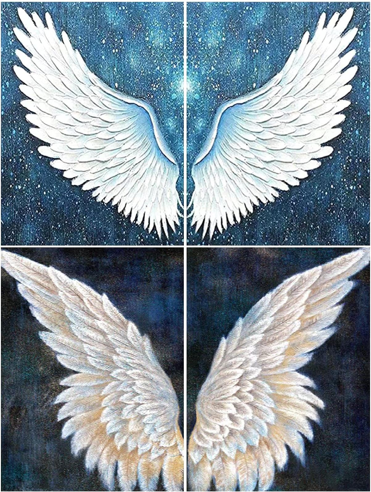 HaiMay 4 Pack DIY 5D Diamond Painting Kits Full Drill Rhinestone Painting Wing Diamond Pictures for Wall Decoration, Wing Diamond Paintings Style (Canvas 10×12 Inch)