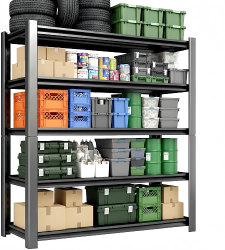 3500 LBS Heavy Duty Garage Shelving, 48" W x 20" D x 74" H Metal Storage Shelves, Adjustable Boltless Steel Storage Rack for Garage, Basement, Warehouse, Pantry