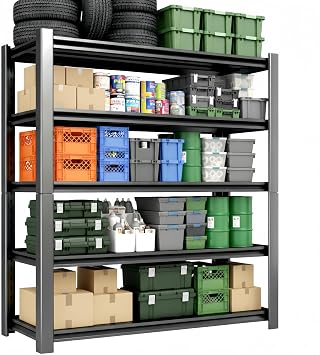 3500 LBS Heavy Duty Garage Shelving, 48" W x 20" D x 72" H Metal Storage Shelves, Adjustable Boltless Steel Storage Rack for Garage, Basement, Warehouse, Pantry