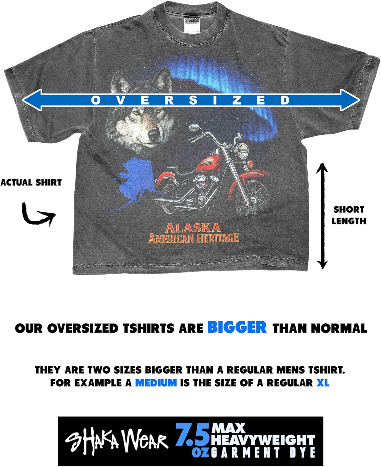 Washed Shaka-Wear Drop Shoulder 7.5 oz Heavyweight Graphic Tshirts Vintage Thick Boxy & Oversized Baggy Fit - Image 4